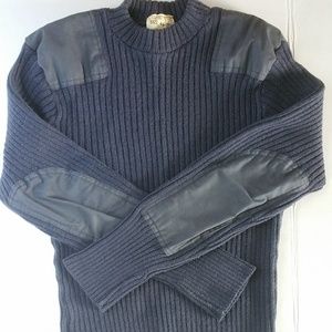 Blue Vintage Wool Cable Knit Army Sweater